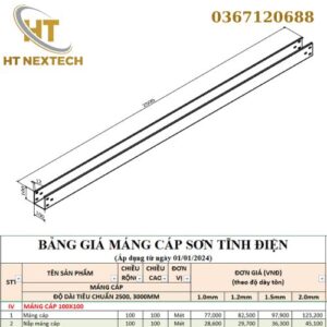 Bản vẽ kỹ thuật máng cáp 100x100