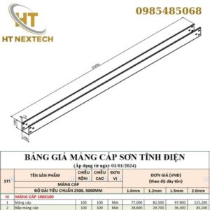 Bản vẽ kỹ thuật máng cáp 100x100