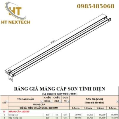 Bản vẽ kỹ thuật máng cáp 100x50