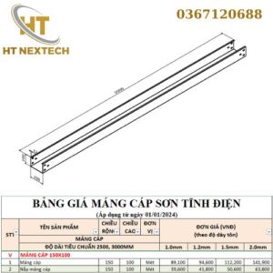 Bản vẽ kỹ thuật máng cáp 150x100