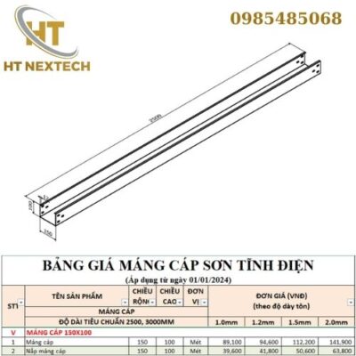 Bản vẽ kỹ thuật máng cáp 150x100
