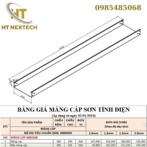 Bản vẽ kỹ thuật máng cáp 400x100