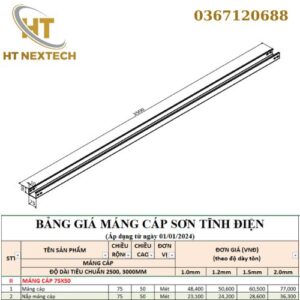 Bản vẽ kỹ thuật máng cáp 75x50
