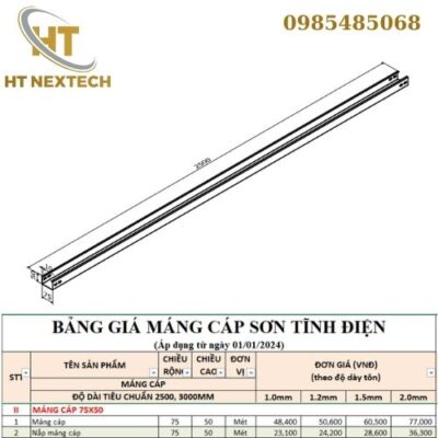 Bản vẽ kỹ thuật máng cáp 75x50