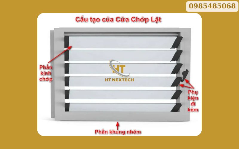 Hình ảnh cấu tạo chi tiết của cửa chớp