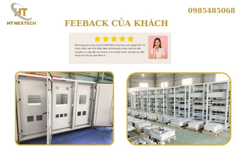 Việc sử dụng tôn sơn tĩnh điện chất lượng cao giúp bề mặt tủ ít trầy xước và duy trì vẻ ngoại quan tốt sau nhiều năm lắp đặt.