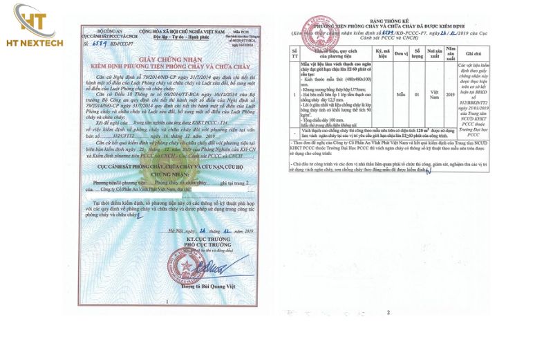 Giấy kiểm định cửa chống cháy