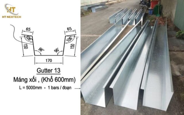 Kích thước máng xối thu nước