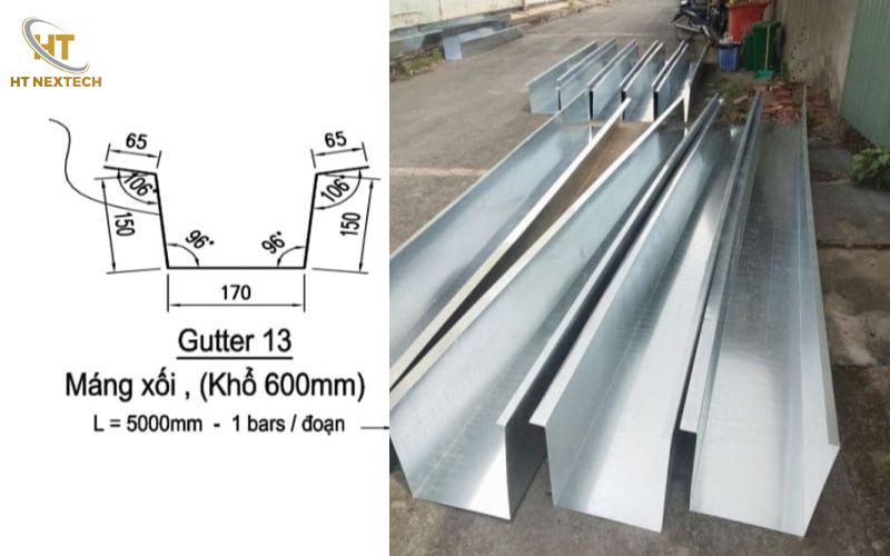 Kích thước máng xối thu nước