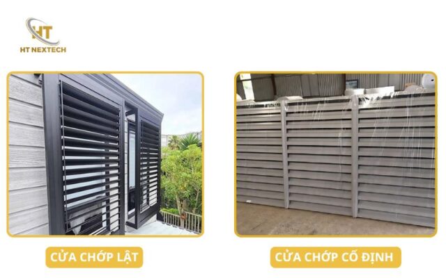Hình ảnh thực tế của chớp cố định và cửa chớp lật
