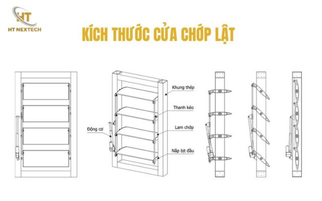 Kích thước cửa chớp lật