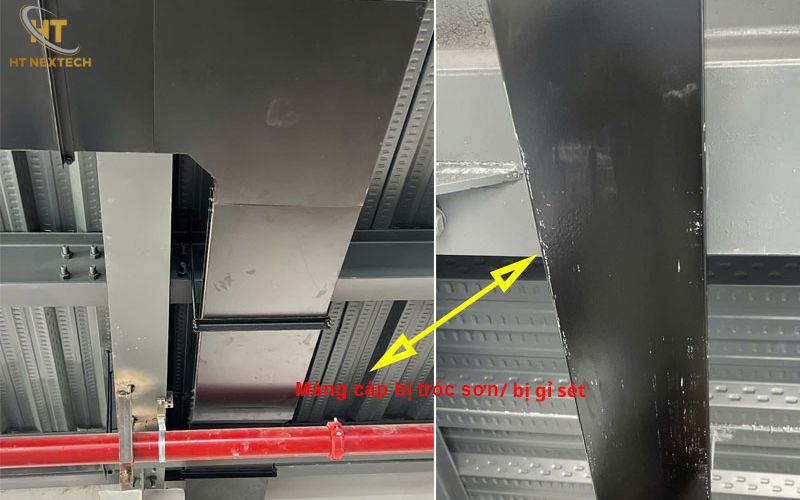 Thang máng cáp mạ kẽm bị rỉ sét