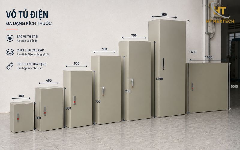 Bạn có thể tham khảo độ dày phổ biến của vỏ tủ điện như trên hình